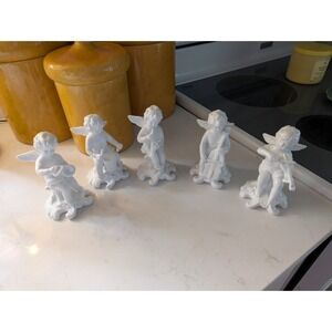 Vintage K&B Co White Porcelain Musical Cherub Angels Figurines Set of 5 MIB